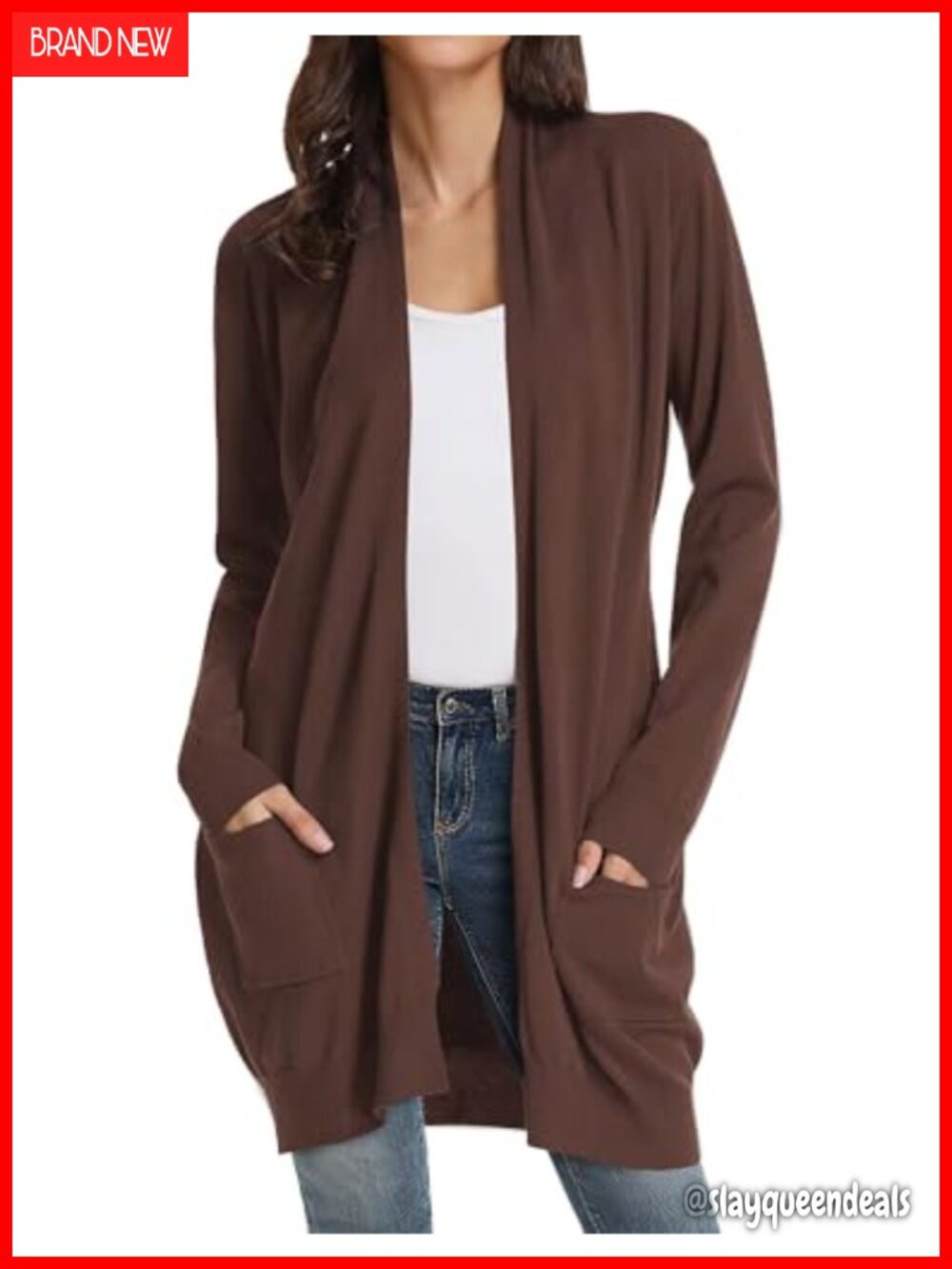 Long Open Front Cardigan Sweater with Pockets Lightweight Knit